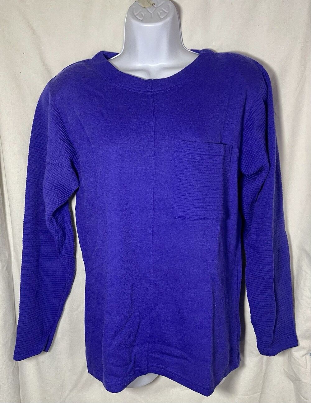 VTG SK & Company Purple Knit Sweater Men's Medium Wool Blend Ribbed